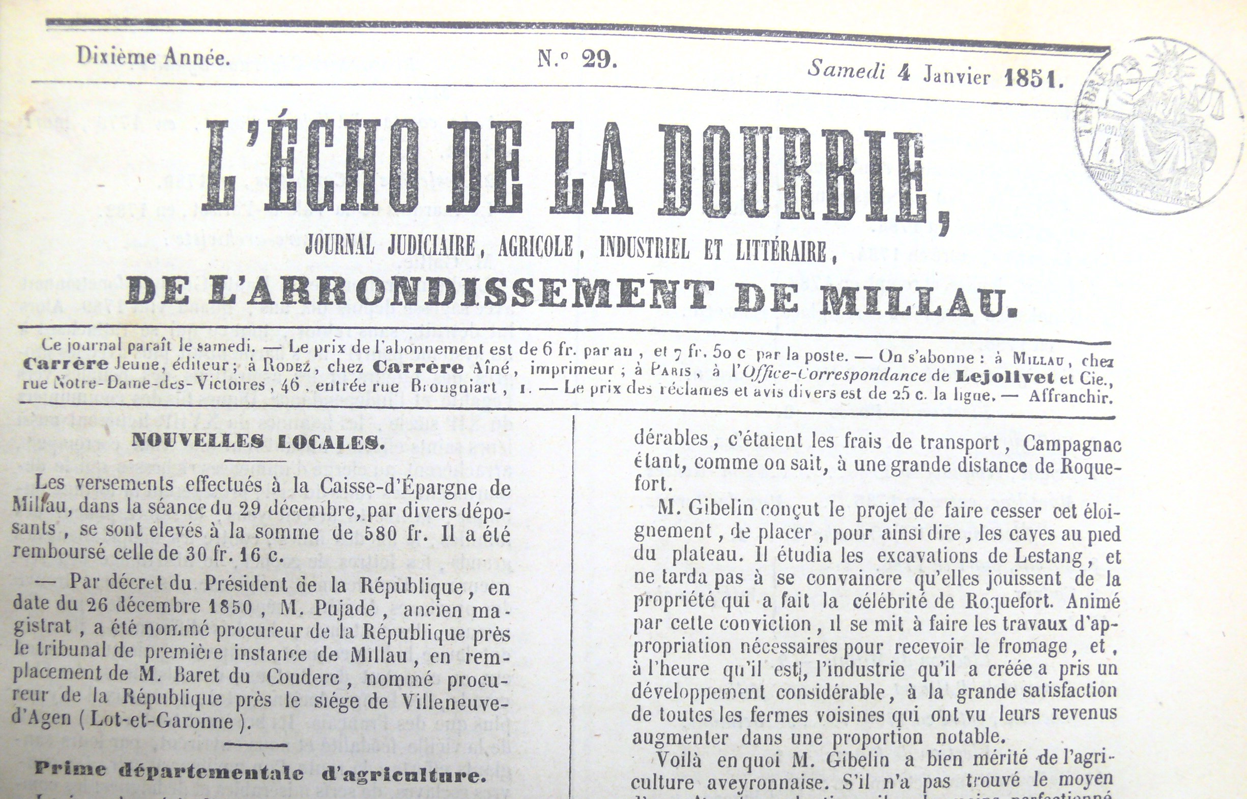 1 L'écho de la Dourbie, archives municipales de Millau.JPG